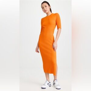 FRAME Mixed Rib Sweater Dress in Nectarine